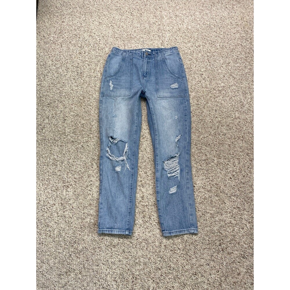 27 Vervet High-Rise Mom Jeans Distressed Light Wash